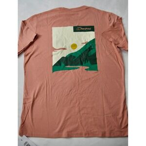 Berghaus NEW‎ t-shirt Graphic Logo pink Short Sleeve Organic Ct  sz lg